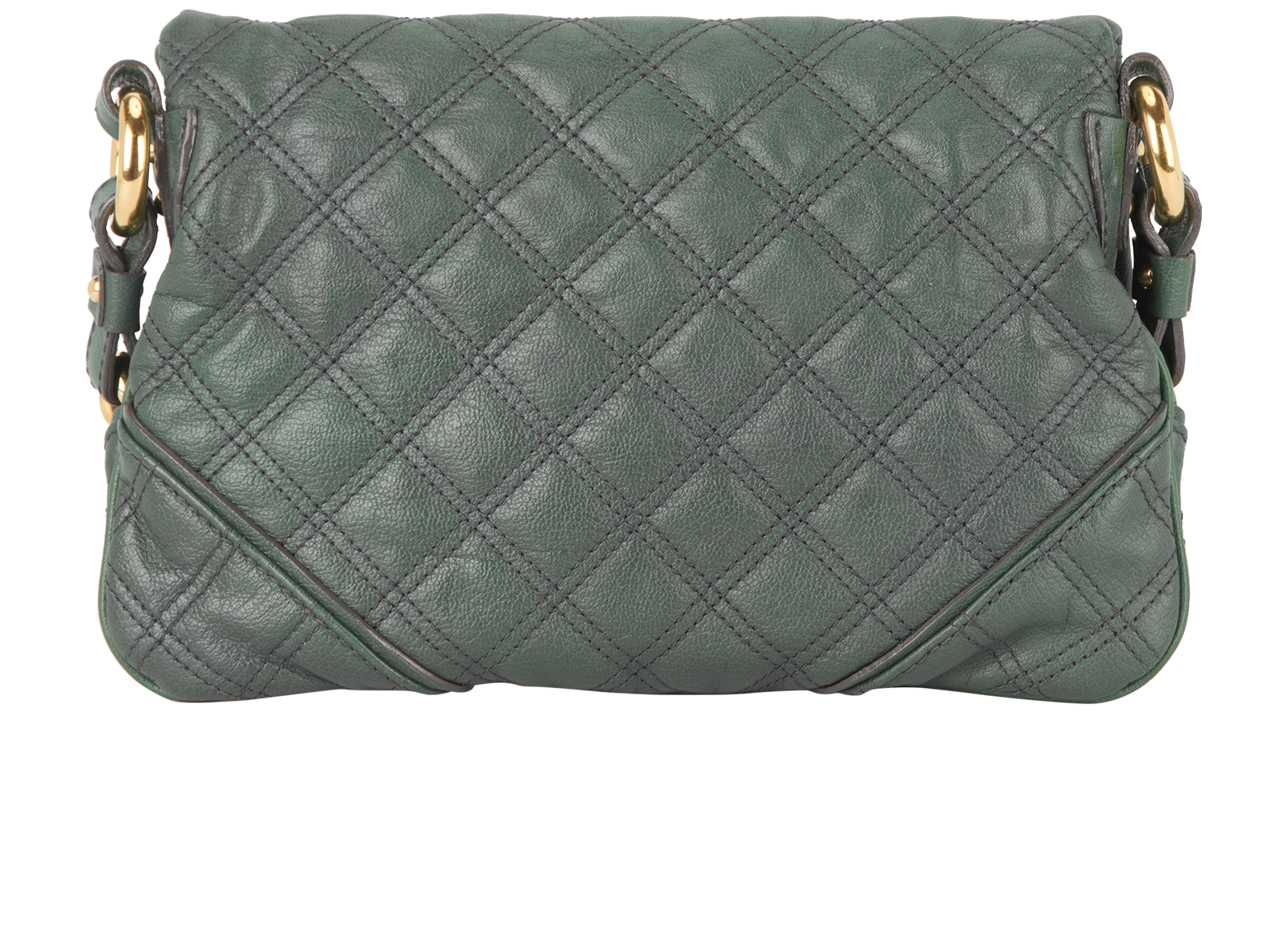 Mayfair Quilted Chain Fold Over, &pound;250, Handbags, Green, Leather, Back view